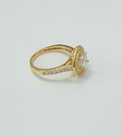 952- NEW 14K Round Full Cz Stone Wedding Ring W.G