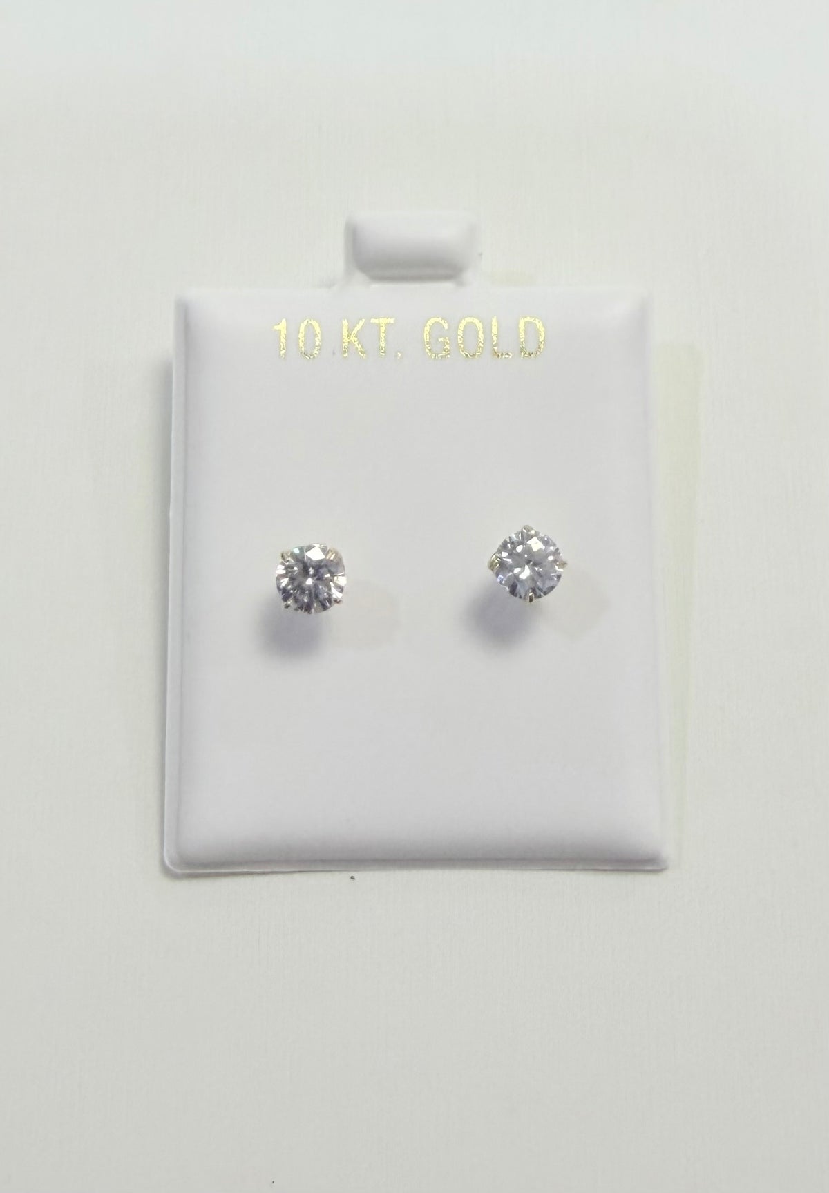 1690- NEW 10K Gold Zirconia Stud Earrings (5mm) W.G