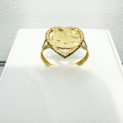 1055- NEW 14K Hello Kitty Heart Shape Ring W.G