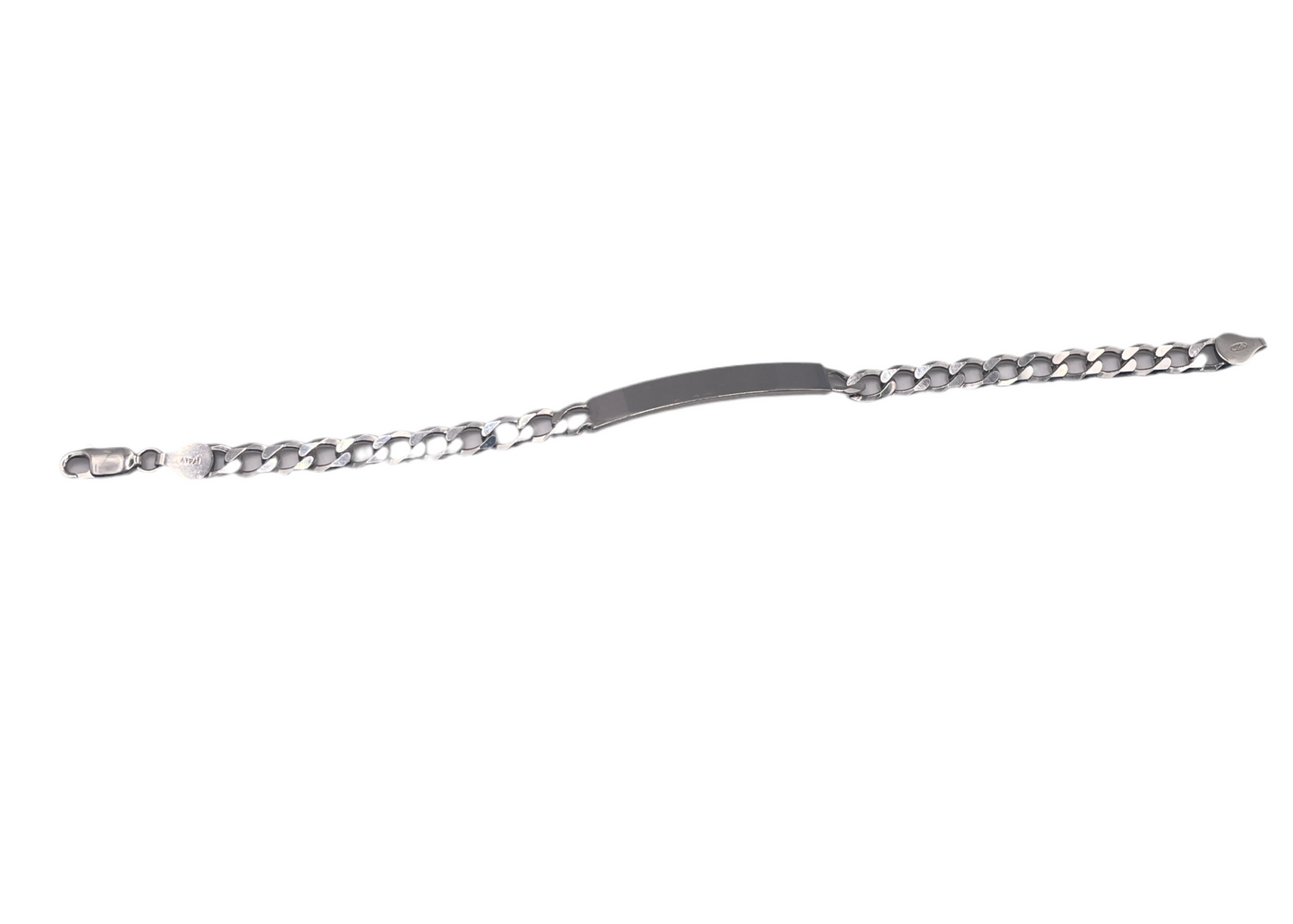 S823- Silver Miami Cuban Link ID Bracelet 8”