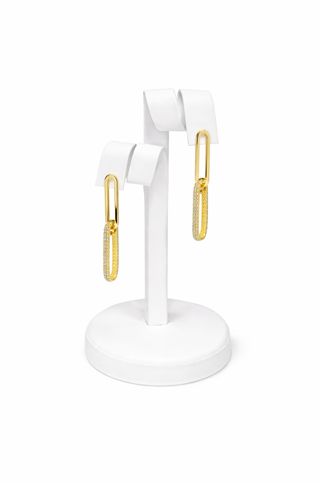 645- NEW 14K Paper Clip Two Link Dangling Earrings W.G