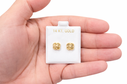 1151- NEW 14K Trebol Gold Stud Earrings W.G
