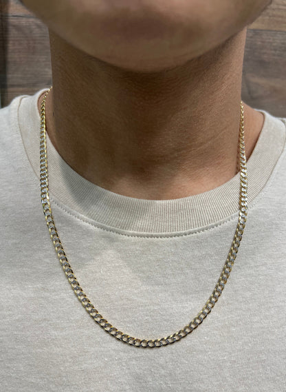 1249- NEW 14K Solid Flat Cuban Curb Link Two Tone 22" (4.7mm) W.G