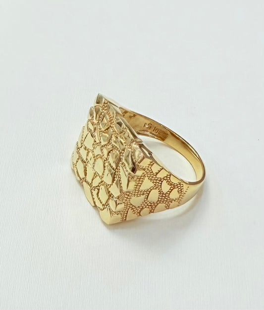 1697- NEW 10K Square Nugget Men Ring W.G