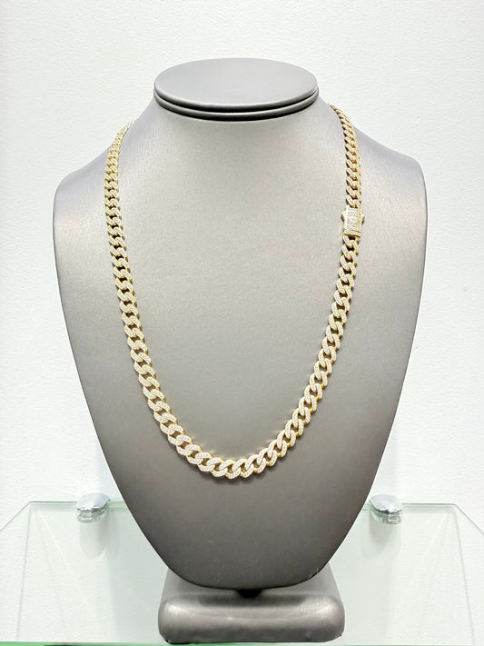 00104- NEW 14K Yellow Gold Itallo Choker Full CZ (7.3mm) (W.G)