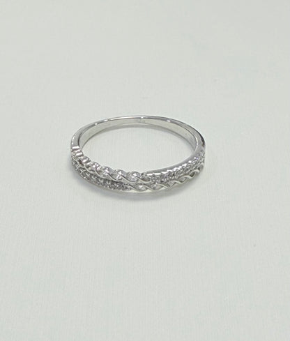 S446- NEW .925 Sterling Silver Micro Eternity CZ Ring W.G