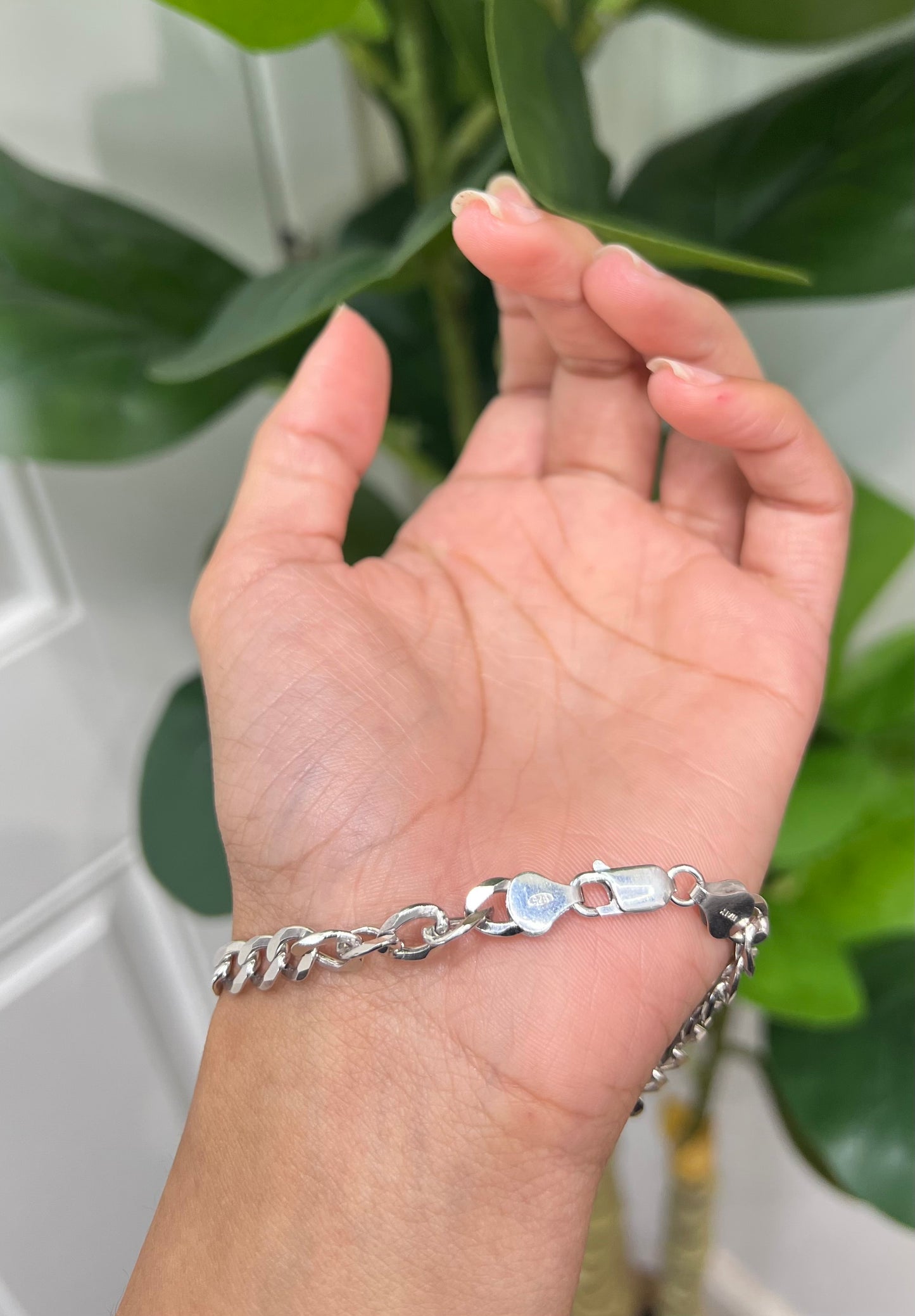 S823- NEW Sterling Silver Miami Cuban ID Bracelet (6.45mm) W.G