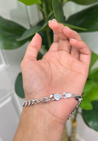 S823- NEW Sterling Silver Miami Cuban ID Bracelet (6.45mm) W.G