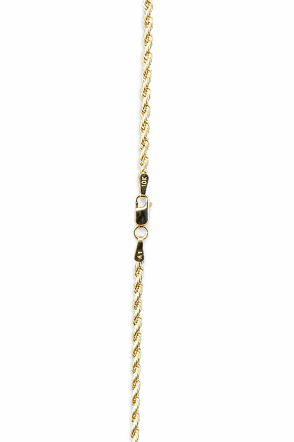 1555- NEW 10K Hollow Rope Chain 18” (2.4mm) W.G