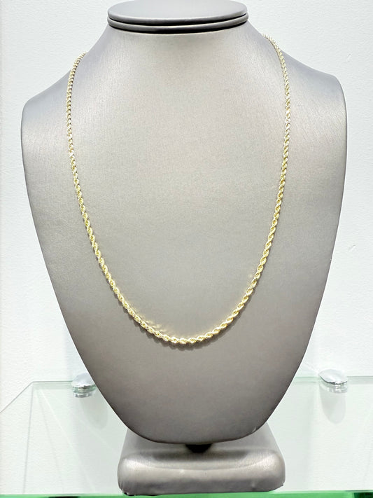 1012- NEW 14k Hollow Yellow Gold Rope Chain (2.5mm)W.G