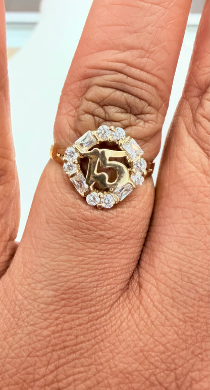 1488- NEW 10K Gold Classic Quinceañera Ring W.G
