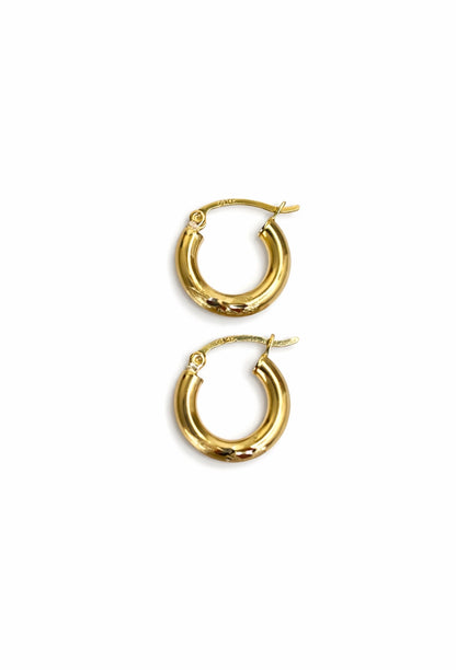 1512- NEW 14K Hollow Hoop Earrings (15x3mm) W.G