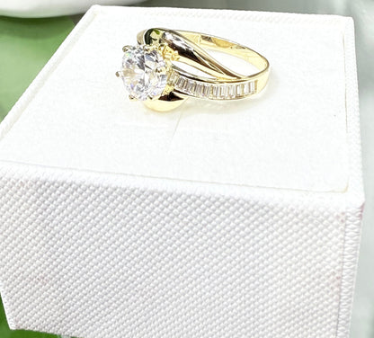 1143- NEW 14K Solitaire Cz Baguette Cut Women's Ring W.G