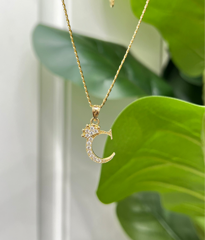 0099- NEW 14K Letter “C” Crown Pendant  -W.G