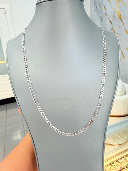 S917- .925 Sterling Silver Figaro Chain 22” (4.4mm) W.G