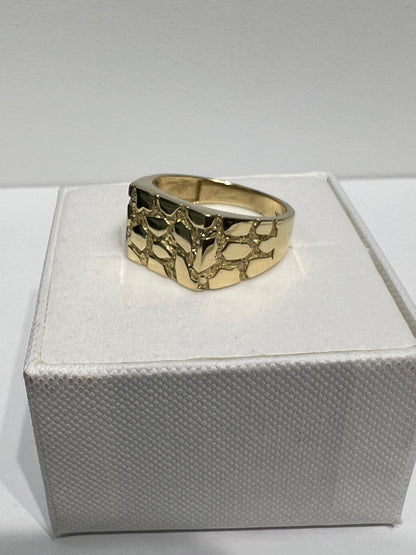 1199- NEW 14K Nugget Fashion Men's Ring W.G