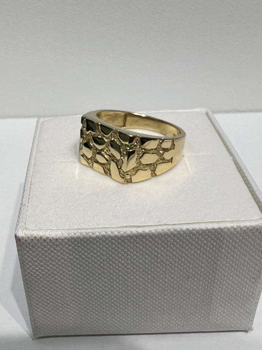 1199- NEW 14K Nugget Fashion Men's Ring W.G