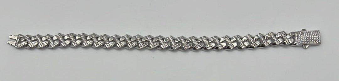 S275-Cuban Link Bracelet With Stones