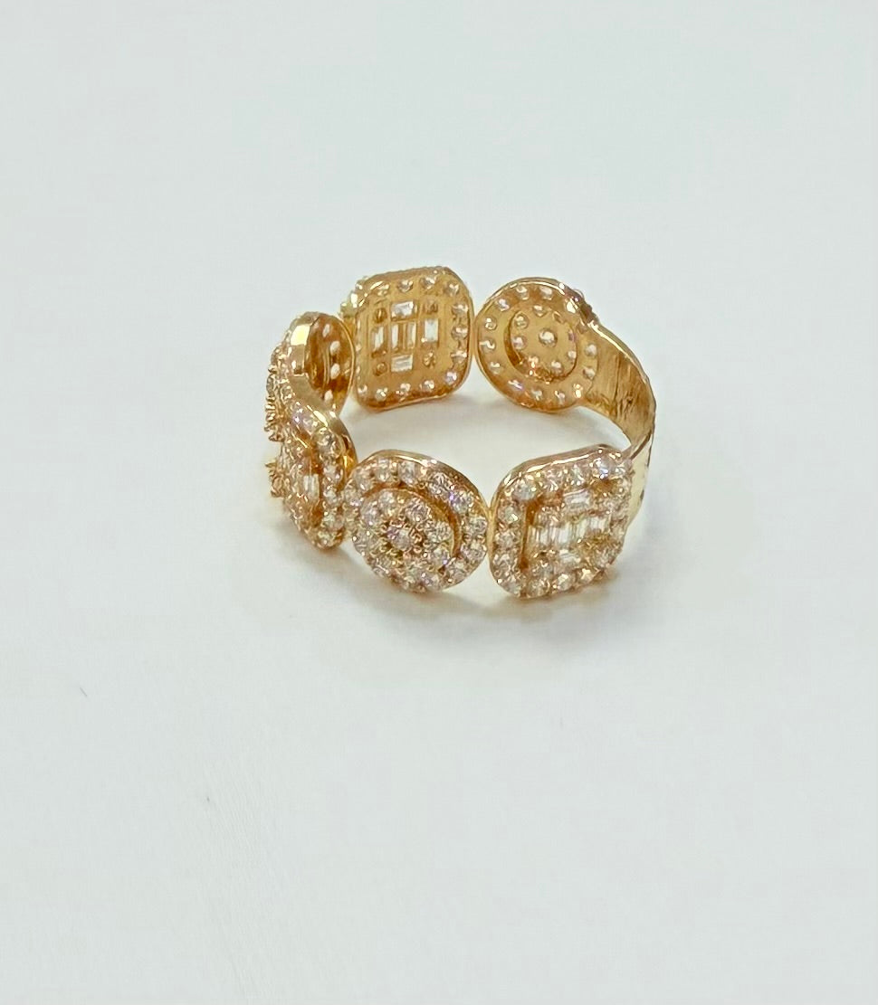 1005-NEW 14K Belt Ring Full CZ Stone W.G