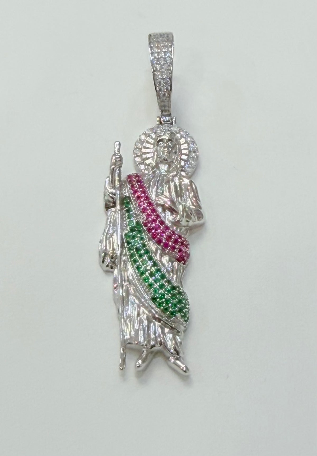 S267- NEW .925 Sterling Silver St. Jude Medium Pendant W.G