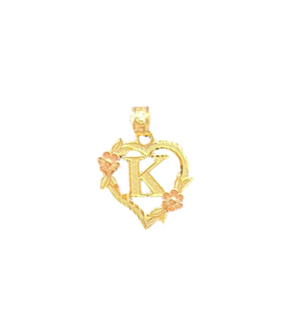 00178-NEW 14K Letter “K” Heart Shape Pendant (W.G)