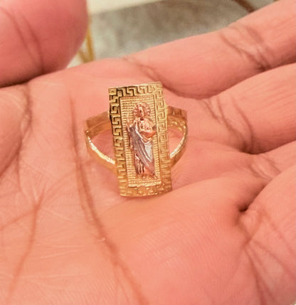 1801- NEW 14K Square St.Jude Fashion Ring W.G