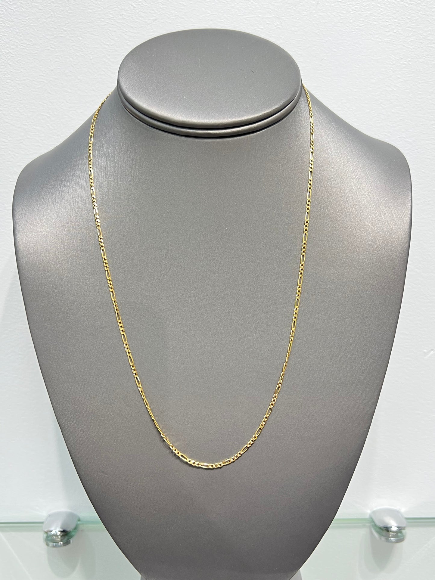 00201-NEW 14K Semi Solid  Figaro Chain (1.76mm).W.G