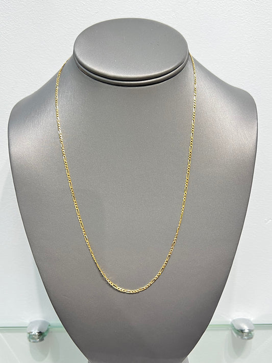 00201- Cadena Figaro de oro amarillo de 14 quilates de 20”