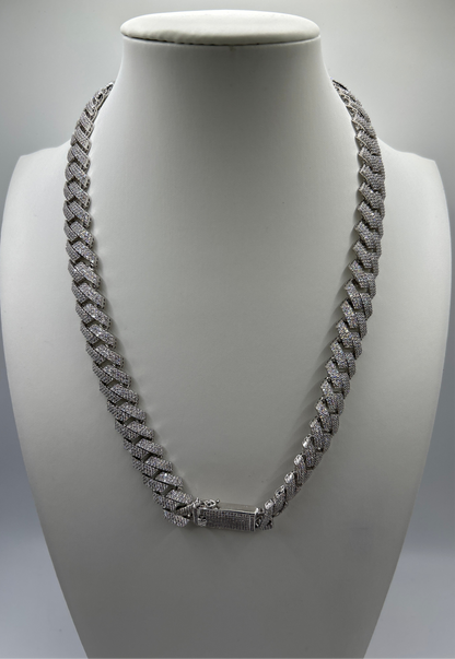 S786- Silver Encrusted Miami Cuban Chain 20”