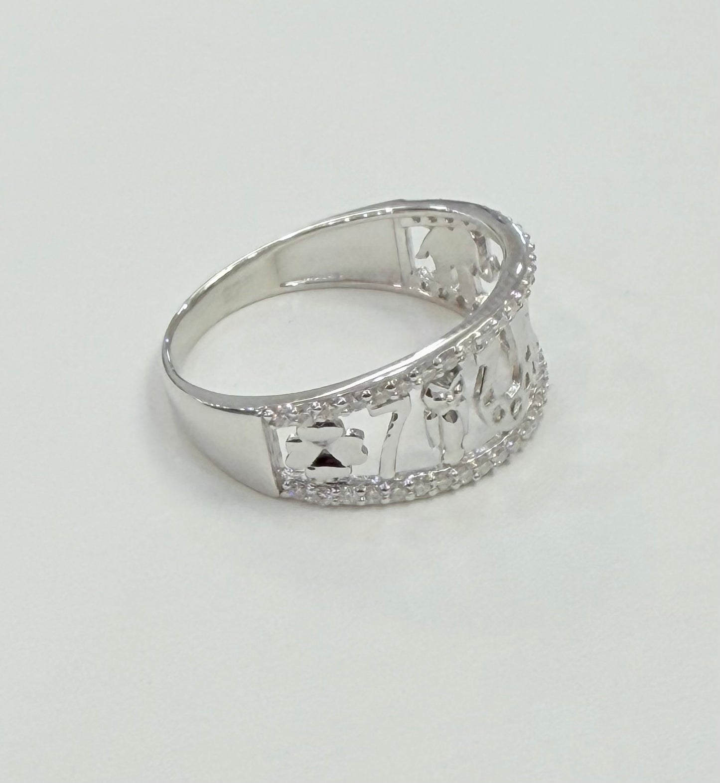 S1143- .925 Sterling Silver Moissanite Lucky Women’s Ring W.G