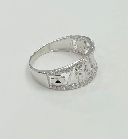 S1143- .925 Sterling Silver Moissanite Lucky Women’s Ring W.G