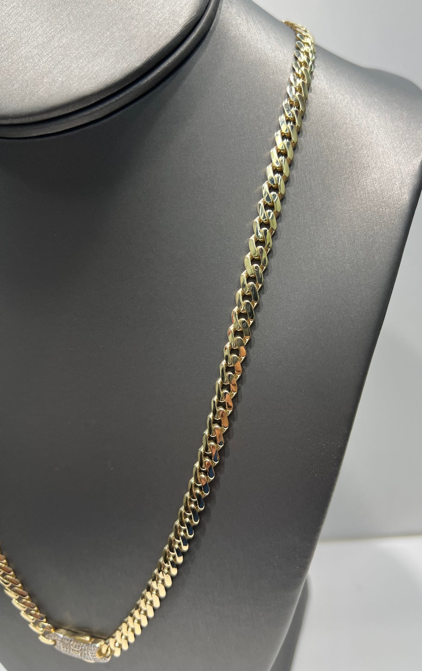 1660- NEW 14K Hollow Cuban Monaci Chain 22" (6mm) W.G