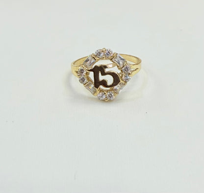 1488- NEW 10K Gold Classic Quinceañera Ring W.G