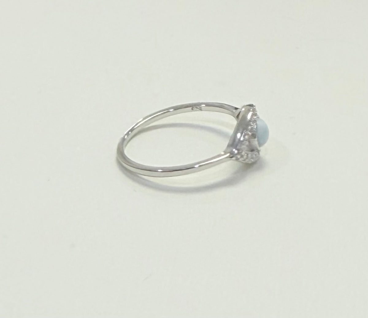 S885- NEW .925 Larimar Evil Eye Ring (W.G)
