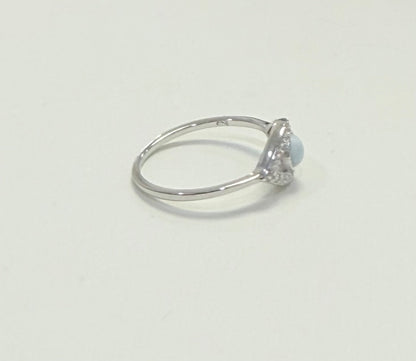 S885- NEW .925 Larimar Evil Eye Ring (W.G)
