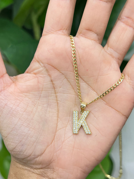 664- NEW 14K Letter “K” Shiny Pendant W.G