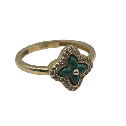 600- NEW 14K Green Van Clover Cz Ring