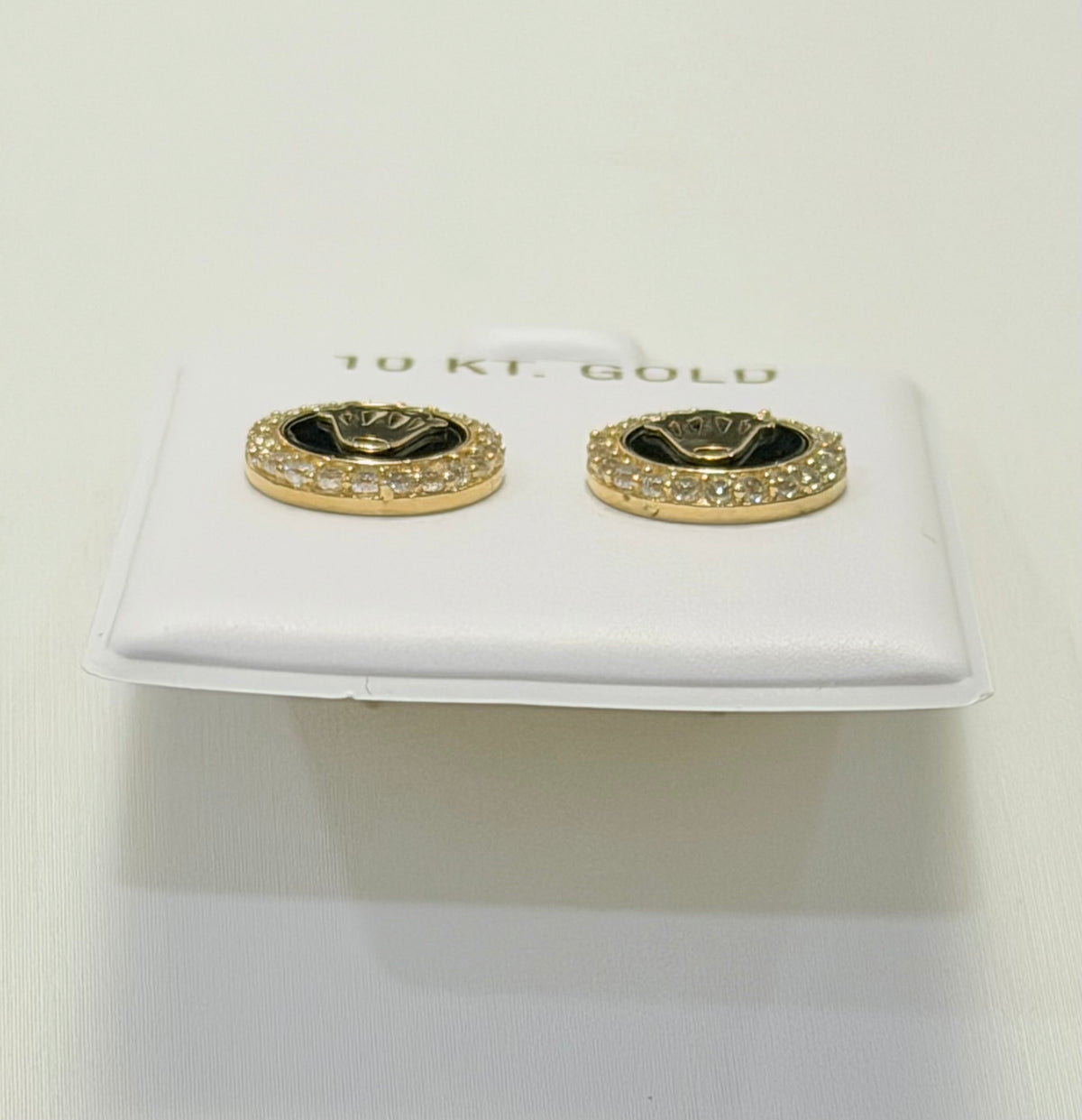 1738- NEW 10K Gold Rolex Crown Stud Earrings (11.77mm) W.G