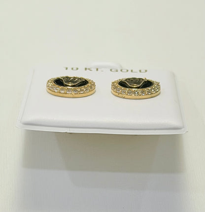 1738- NEW 10K Gold Rolex Crown Stud Earrings (11.77mm) W.G