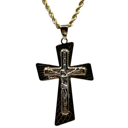 784- NEW 14K Light Weight Crucifix Pendant (35x24mm) W.G