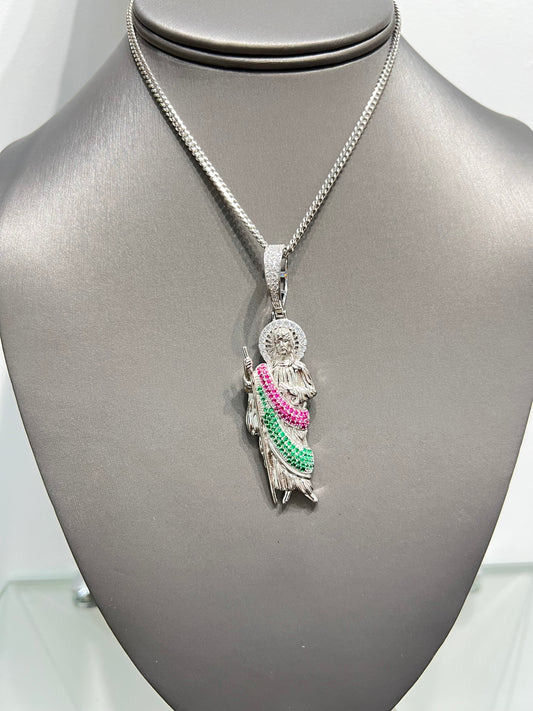 S267- NEW .925 Sterling Silver St. Jude Medium Pendant W.G