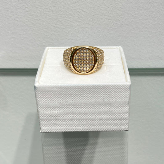1180- NEW 14K Round Full Cz Fashion Men's Ring W.G