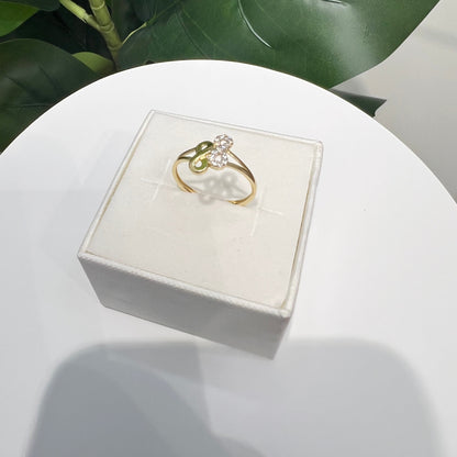 1343- NEW 14K Zirconia Infinity Sign Bypass Gold Ring W.G