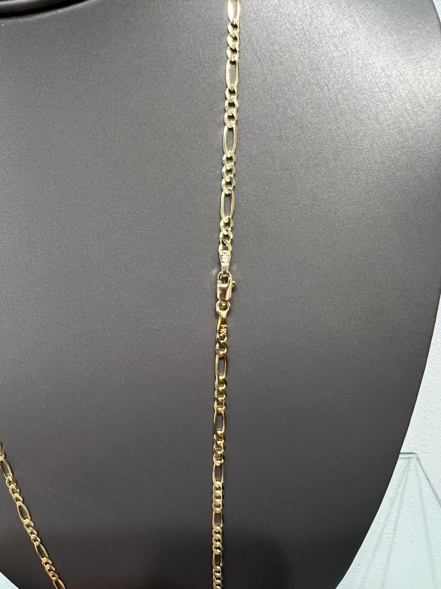 1254- NEW 14K Solid Figaro Chain 24" (3.1mm) W.G