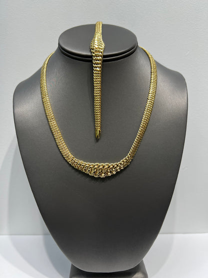 1267- 10K Princess Cut Chain & Bracelet Set / Cadena y Pulsera Corte Princesa
