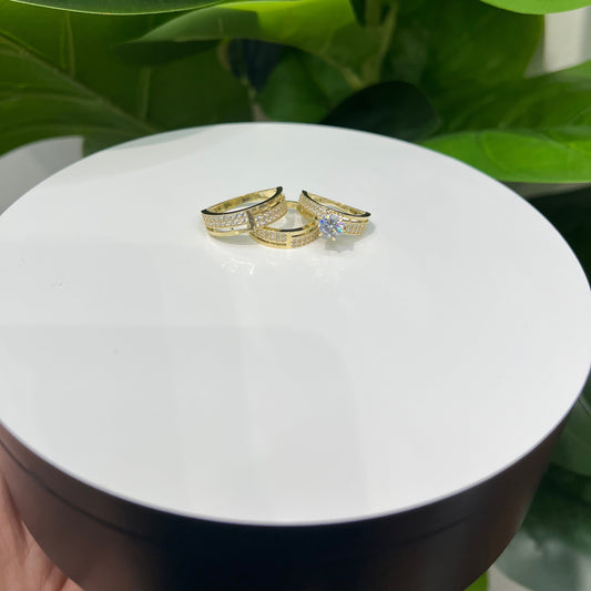 1274-NEW 10k Trio Wedding Ring Set W.G