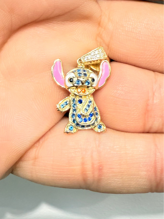 1020- 14K Full Cz Small Stitch Pendant (W.G)