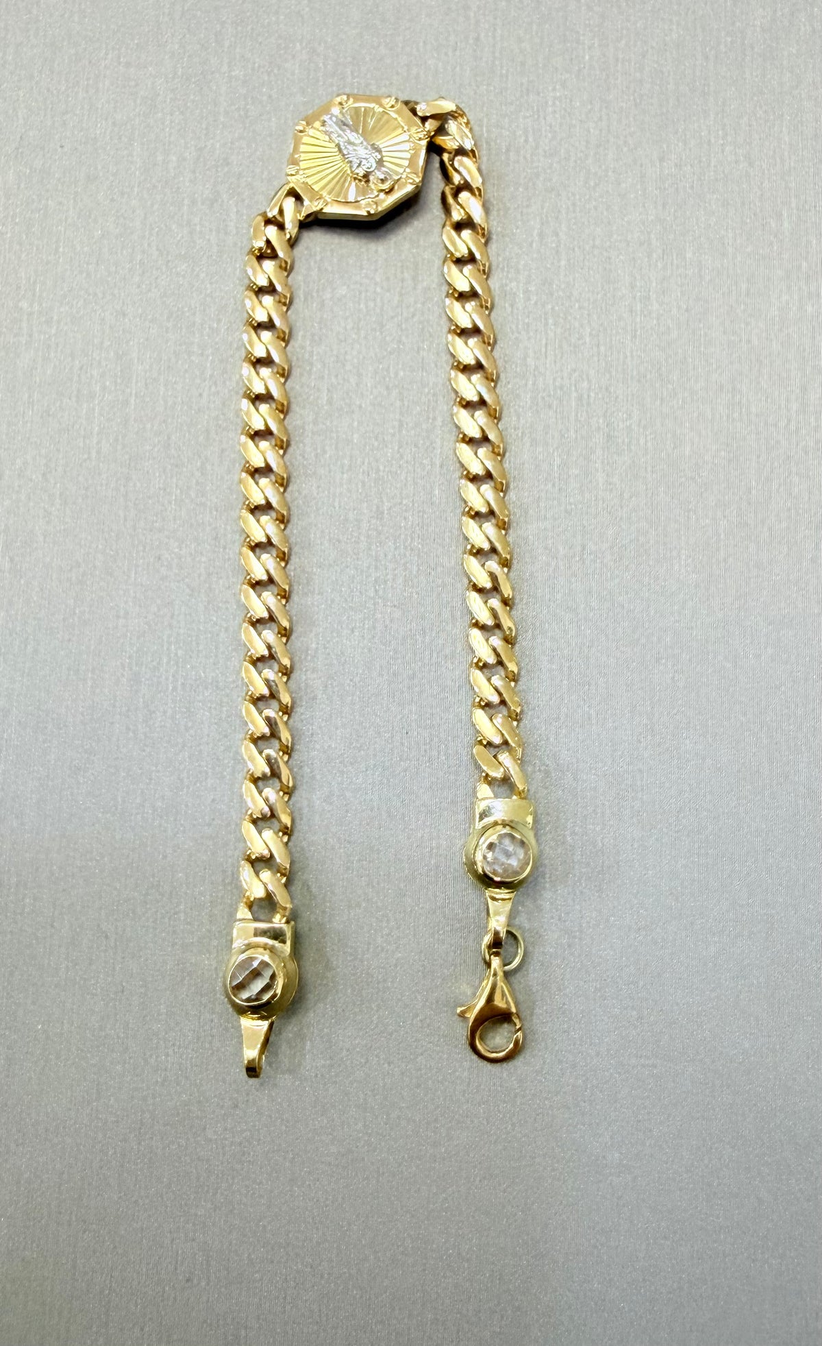 1762- NEW 10K St. Jude Cuban ID Bracelet 7.5"(4.6mm) W.G