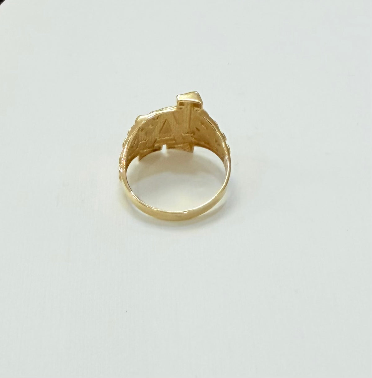 1107- NEW 14K Full Nugget LA Square Ring W.G