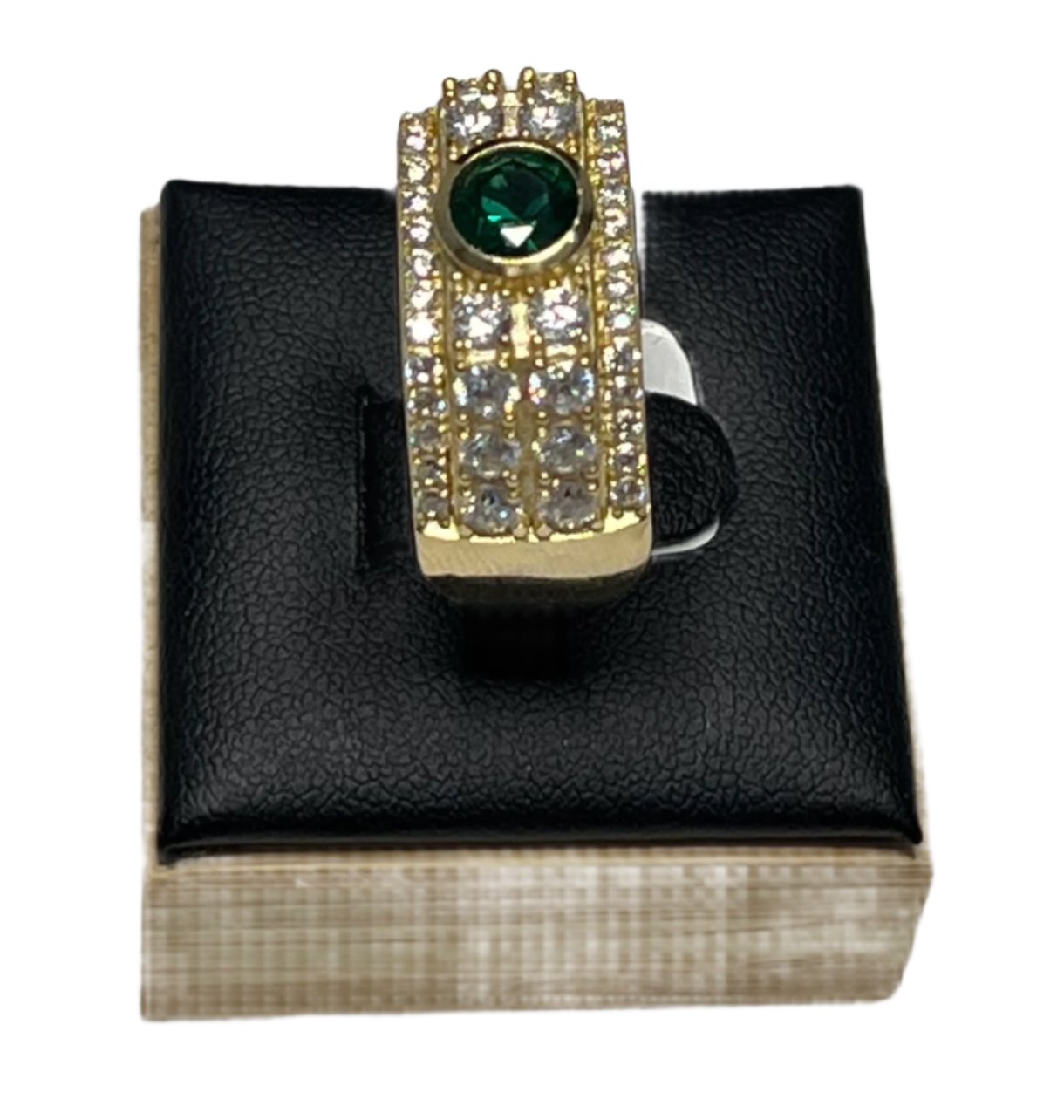 0012-NEW 14K Gold Green Stone Ring (W.G)